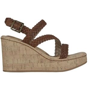 Born BOC Platform Wedge Sandal 7 Braided Straps Cork Boho Summer Neutral Brown